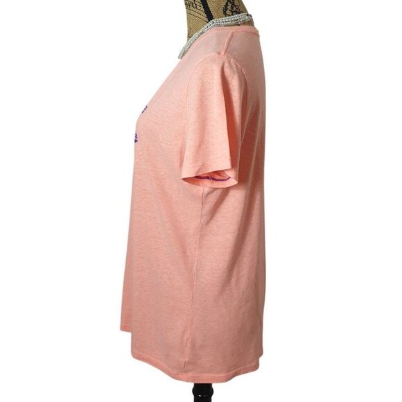 Under Armour Womens HeatGear Tee L Peach UA Semi-Fitted V-Neck T-Shirt Sporty - Picture 4 of 8